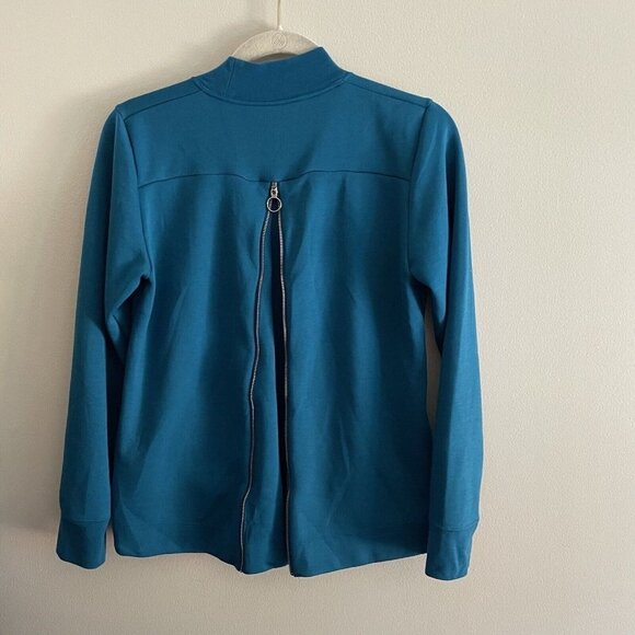 Nike Dri-Fit Women S Blue Mock Neck Zip Back UV Fairway Midlayer Golf Pullover - Picture 7 of 9